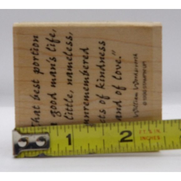 Stamp Wooden William Wordsworth Quote Stampin' Up! ©1996 2 1/2"x2 1/4" - Picture 3 of 4